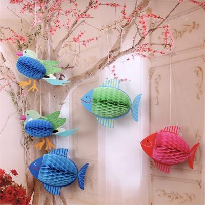 China Paper Paper Lanterns Diy Honeycomb Fish Festival Party Window Hanging Show Custom Printed Paper Lantern for sale