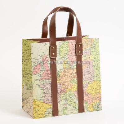 China Vintage Map Recyclable Large Handbag Decorative Paper Gift Bags for sale