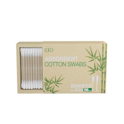 China Makeup Remover& Eco-Friendly Cotton Swabs Available 200PCS Infant Safe Cleaning Paper Boxes Wrap Around Double Stick Cotton Pads Bamboo Cotton Swabs for sale