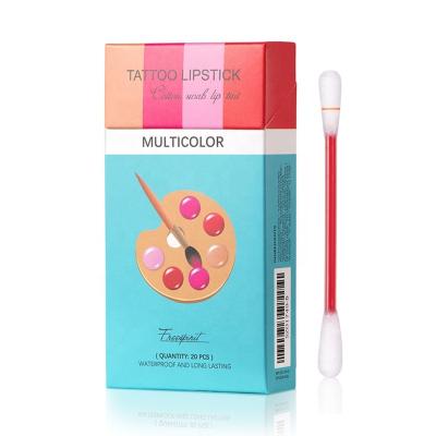 China 20 PICTURE/Box of original lipstick portable waterproof multicolor 0.15ml*20 color cotton swab lip gloss lip color cotton swab for sale