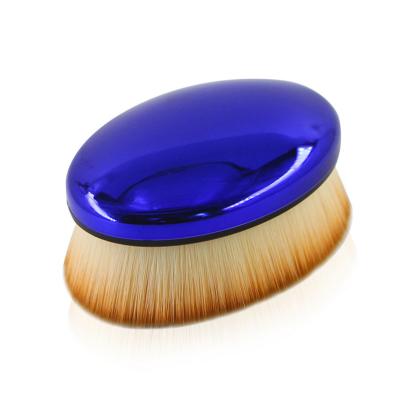 China Customized Practical Professional Flat Brush Fiber Blue Hair Base Make Up Brush Base Angle Brush for sale