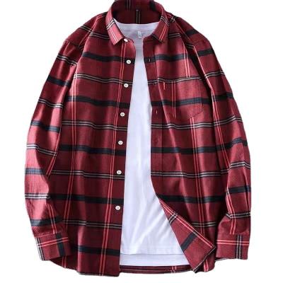 China Anti-Wrinkle Mens Standard Slim Long Sleeve Organic Cotton Plaid Shirt Under $10 for sale