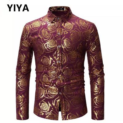 China OEM factory anti-pilling direct sales fall slim pink printing men's wedding dress men's business shirt for sale