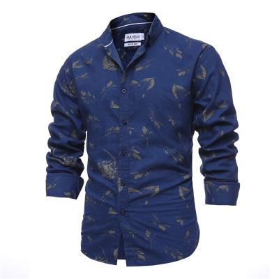 China 100% Cotton Men's Beach Shirt Anti-Pilling Shirt Men's Casual Hawaiian Floral Long Sleeve Prints And Party Gear for sale