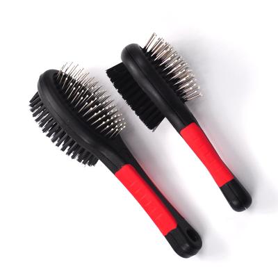 China Ultimate Groomer Stocked 2 In 1 Self Cleaning Detangler Dog Brush Red Hair Grooming for sale