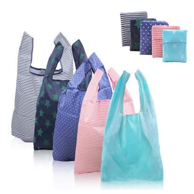 China Folding Customize Cheap Reusable Collapsible Folding Ripstop Tote Polyester Nylon Shopping Bag for sale