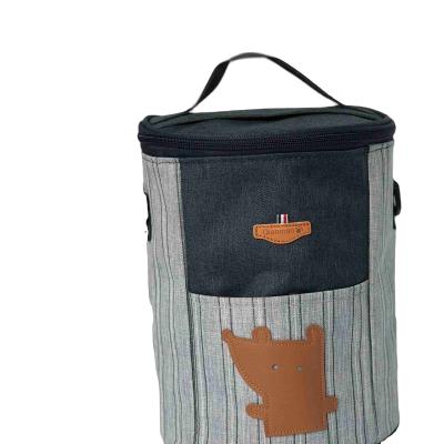 China Quality Assurance Folding Joint Bamboo Nylon Portable Cylinder Insulated Portable Thermal Lunch Bag for sale