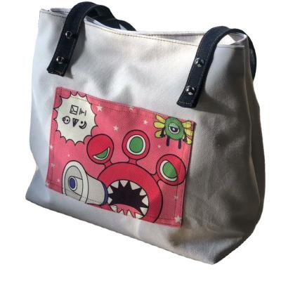 China Fold Fine Qualitynylon Printed Graffiti Shoulder Shopping Custom Canvas Tote Bag for sale