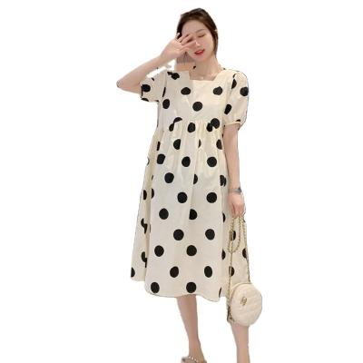 China 2021 fashion new style small polka dot tide pregnant women summer female summer breathable Korean mother skirt for sale