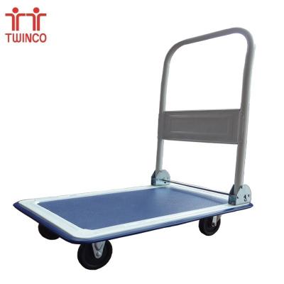 China Durable Heavy Duty Push Warehouse Platform Plastic Foldable Hand Carts Trolley Shopping Trolley Supermarket Shopping Cart for sale