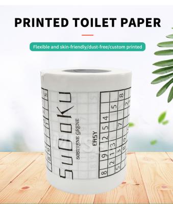 China Virgin Wood Pulp Sudoku Puzzle Game Novelty Funny Toilet Paper Roll for sale