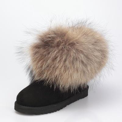 China Factory Direct Wholesale Durable Fox Fur Snow Boots Hairy Raccoon Fur Boots for sale