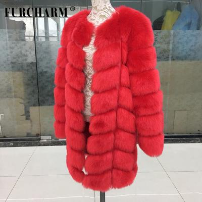 China High Quality Fashion Long Sleeve Lady Faux Fur Coat Winter Fox Fur Coat Anti-Shrink for sale