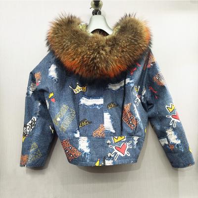 China Latest Anti-shrink Genuine Fur Lined Fashion Real Fur Parka With Fur Hood for sale