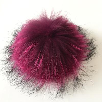 China Factory Real Colorful Raccoon Fur Hat Fox Pompoms Custom Colored Fur Pom Poms Wholesale Fur Pompom Accessory for sale