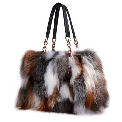 China Luxury High Quality Fashion Dye Color Fox Fur Handbag / Winter Fox Fur Bag for sale