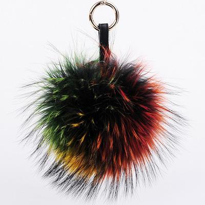 China Wholesale Fluffy Car Pom Pom Keychain For Bag Decoration Raccoon Fur Gold for sale