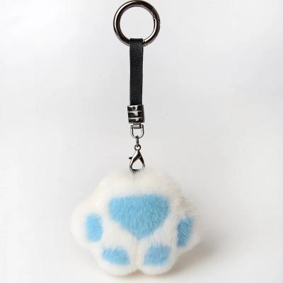 China Bag Charm/Fur Key Chain Fashion Multi Color Real Woolly Mink Fur Animal Feet Shaped Key Strap Beautiful Gifted Keychains Custom for sale