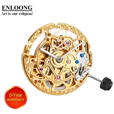 China Custom Watch Movement OEM Logo Blue Screws 2824 Rotor ENLOONG Movement 28 Golden Skeleton Automatic Mechanical Luxury Jewelery for sale