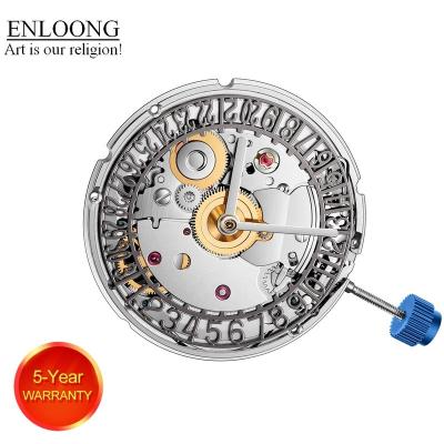 China ENLOONG Luxury Automatic Mechanical Movement With Skeleton Date Rotor OEM Logo Blue Screws 2824 Custom Skeleton Watch Movement for sale