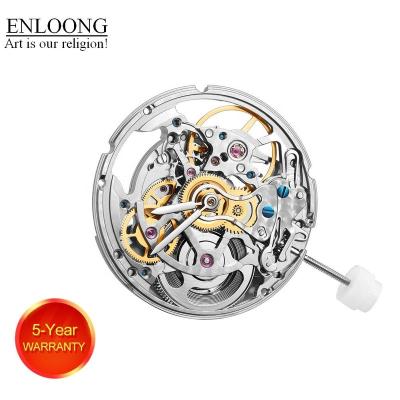 China ENLOONG Luxury 25 Skeleton Mechanical Movement Automatic Jewelry Silver Rotor Logo Blue Screws 2824 OEM Custom Watch Movement for sale