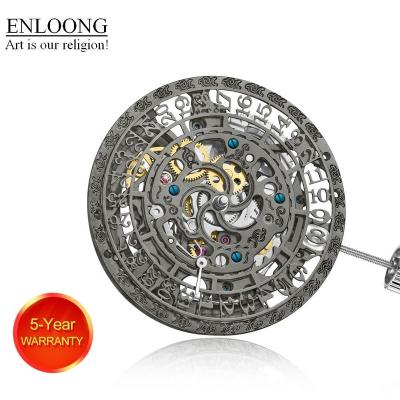 China ENLOONG Automatic Luxury Skeleton Mechanical Movement with Skeleton OEM Logo Custom Rotor Watch Movement Date Disc Black for sale