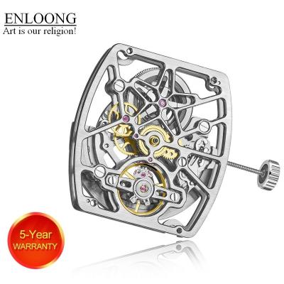 China ENLOONG Luxury Luxury All Silver OEM Logo Custom Rotor Watch Movement Skeleton Mechanical Automatic Jewelry Tonneau Movement Style 21 for sale