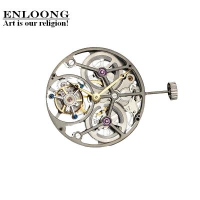 China Real ENLOONG Luxury Skeleton Tourbillon Movement With OEM LOGO ELT0K63 Black Manual Winding Tourbillon Watch Movement for sale