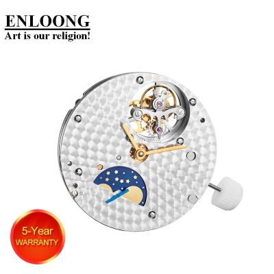 China Luxury Luxury ENLOONG Tourbillon Movement with OEM Manual LOGO Tourbillon Movement Real Moon Winding Moon Phase 19 Jewels for sale