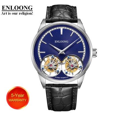 China 2020 ENLOONG Real Waterproof Luxury Double Watch Tourbillon Men's Mechanical Steel Tourbillon Watch 904L OEM Sapphire Watch for sale