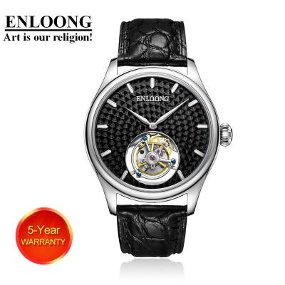 China Black Pearl Stainless Steel Dial Perlage Sapphire Sapphire OEM Men's Wrist Watch Real Power Tourbillon Luxury Men's Watches 2021 ENLOONG Luxury Reservation for sale