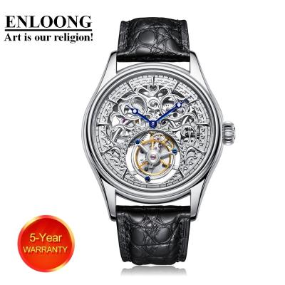 China Reserve 2021 ENLOONG Real Power Luxury Tourbillon Watches Luxury Mens Skeleton Sapphire Stainless Steel OEM Wrist Man Watch for sale