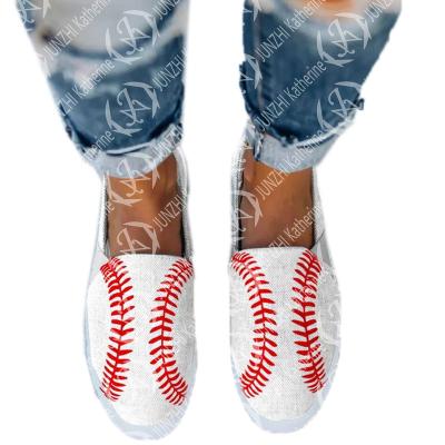 China Flat Women Lace Up White Serape Canvas Baseball Shoes for sale