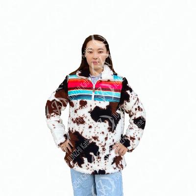 China JUNZHI QUICK DRY Katherine Leopard Rainbow Serape Cow Sherpa for sale