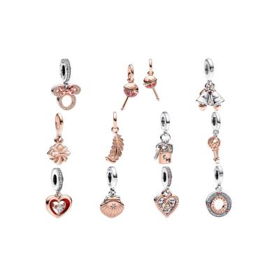 China 2023 New Arrival TRENDY Rose Gold Pendants Original Hot Selling Logo For Pandoraer Charm Fit DIY Bracelet & Necklace 925 Sterling Silver for sale