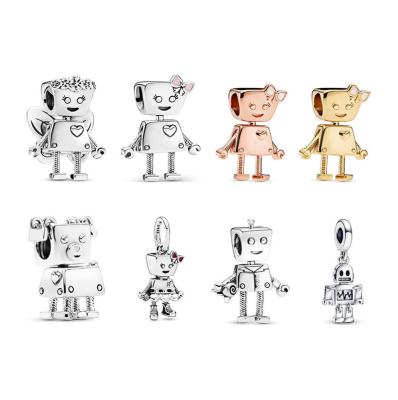 China Pandoraer 925 Sterling Silver Cute Little Bella Bobby Robot Series Fashion All-match DIY Bracelet Punk Necklace for sale