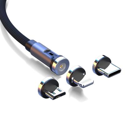 China 2022 Magnetic Data Cable USB Nylon Cable 3 in 1 Rotary Magnetic USB 540 Nylon Data Cable Suitable for Android Type-C Interface Three in One Charging Cable for ipho for sale