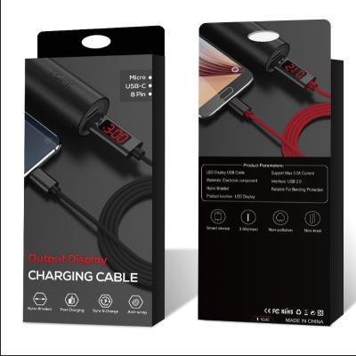 China Quick Charging Date Cable Wholesale Fashion Nylon Braided Wire Type C / mirco USB Cable Display Data Cable LCD Screen Smart Cablefor iPhone for sale