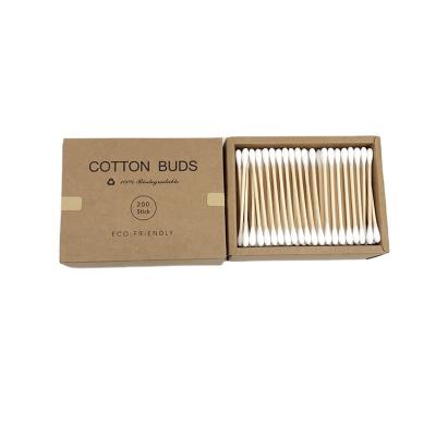 China 100% Natural Disposable Organic Plastic Zero Disposable Wooden Stick Cotton Buds Bamboo Swabs for sale