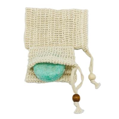 China Wholesale Washable Reusable Drawstring Mesh Bubble Soap Pouch Cotton Sisal Soap Bag for sale