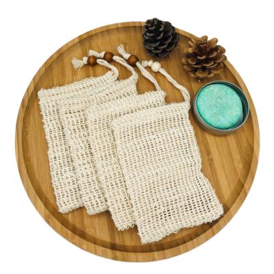 China Washable Soap Saver Exfoliating Drawstring Mesh Pouch Natural Sisal Soap Bag for sale