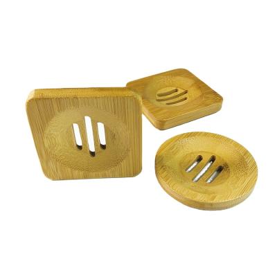 China Custom Cheap Wholesale Viable Box Bamboo Natural Handmade Square Bathroom Logo Soap Dish Bamboo Tray for sale