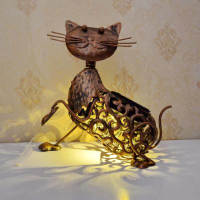 China Ornamental LANDSCAPE Metal Cat Animals Garden Outdoor Decorative Solar Lights for sale