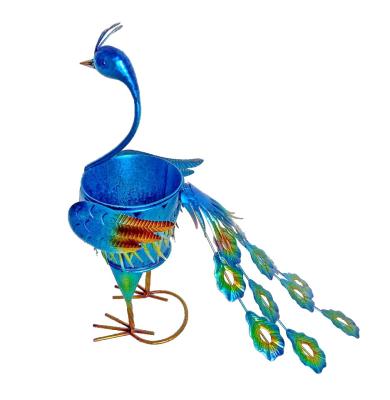 China Cartoon Decoration Iron Peacock Outdoor Metal Garden Planters and Pots for sale