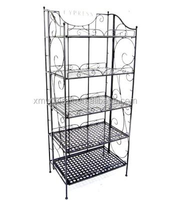 China Sustainable Kitchen Single Folding Shelf Metal 5 Tiers Bakers Rack for sale