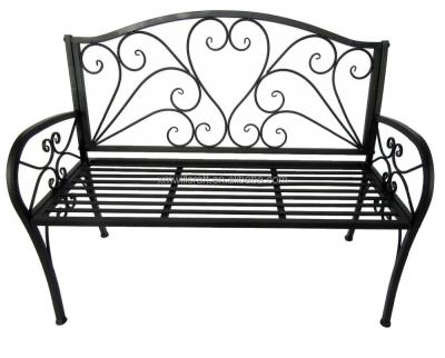 China Patio Bench Wrought Iron Double Seat Garden Metal Backrest Bench for sale