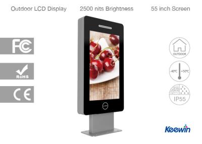 China Floor Standing Outdoor Advertising Kiosk 65 Inch 2500 Nits High Brightness Totem for sale