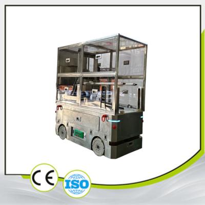 China 50 kg Carga AGV Veículo guiado automaticamente Forquilha dianteira movível completa Recolhe painéis LCD Ambiente de trabalho livre de poeira à venda