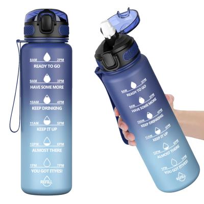 China Large Capacity 32oz Viable Motivational Drinking Water Bottle with Flip Top Lid and Carry Strap for sale