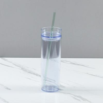 China CLASSIC Clear Plastic Double Wall Tumblers Reusable 16oz Mug With Straw for sale